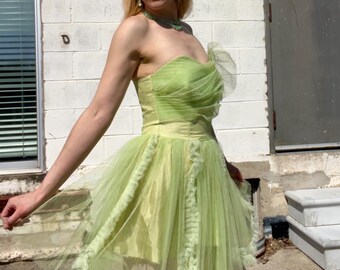 green emerald velvet dress Green 1970s Tinkerbell Elf Petal Hem Mini Dress