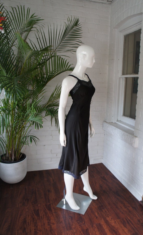 MISS SWANK Vintage 1940's Full Black Rayon Slip wi