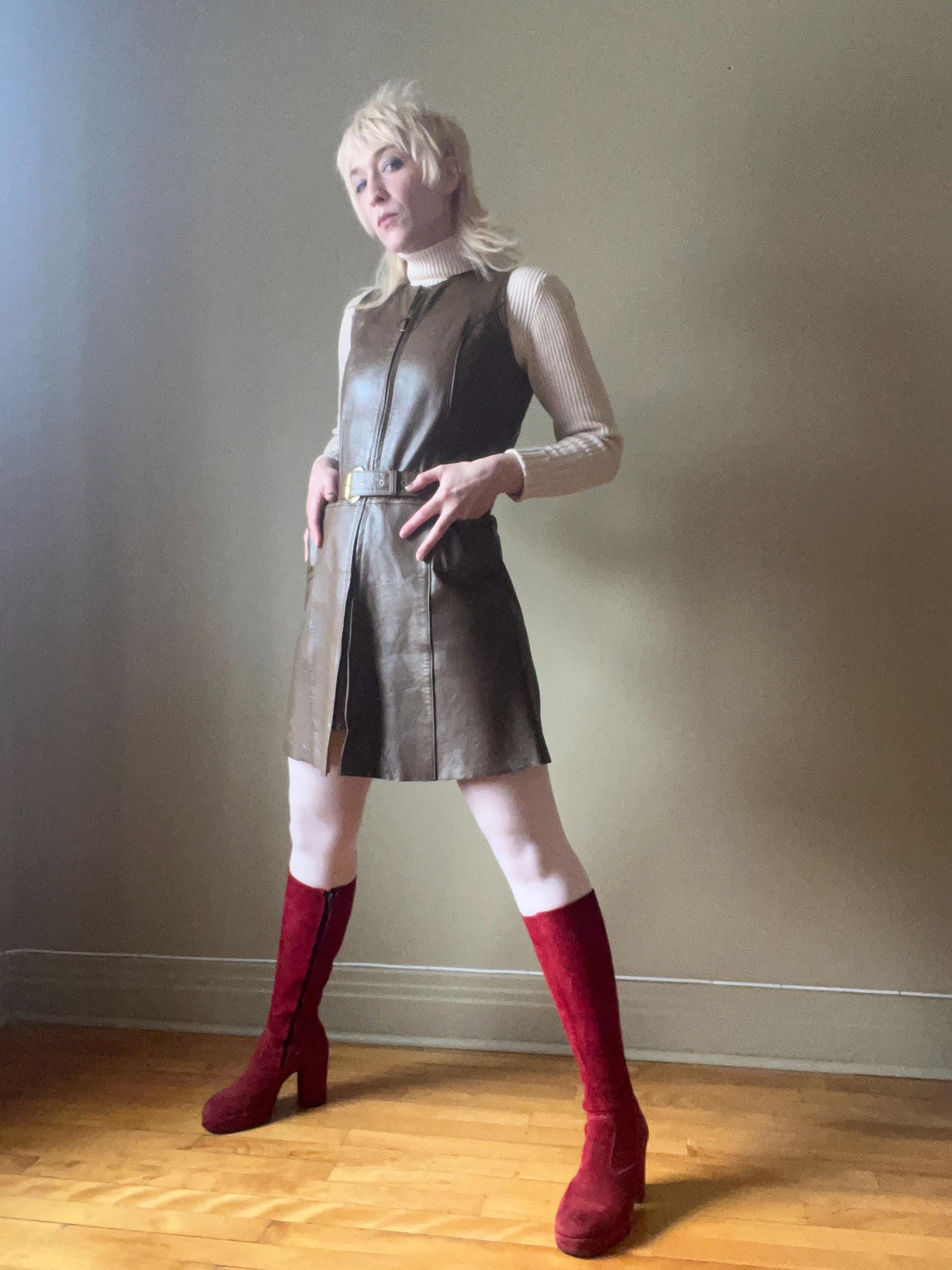 60s Leather Dress - Etsy 60s Leather Dress - Etsy
