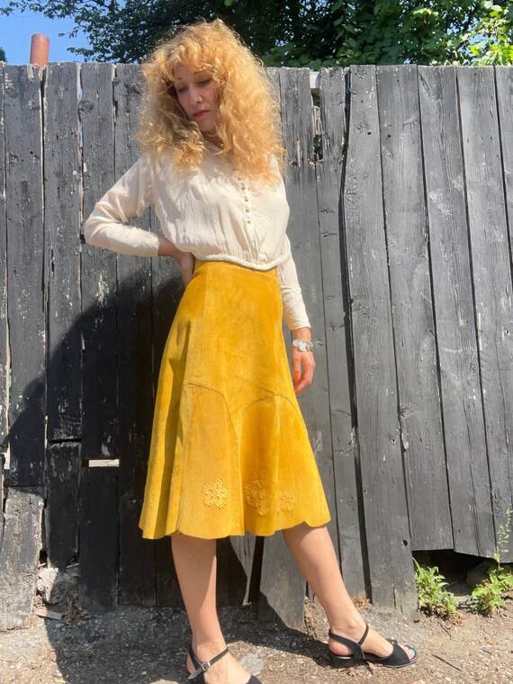 Mustard suede skirt deals