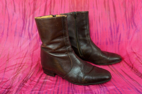 BEATLE BOOTS 1960's Mod Brown Leather Ankle Boots,