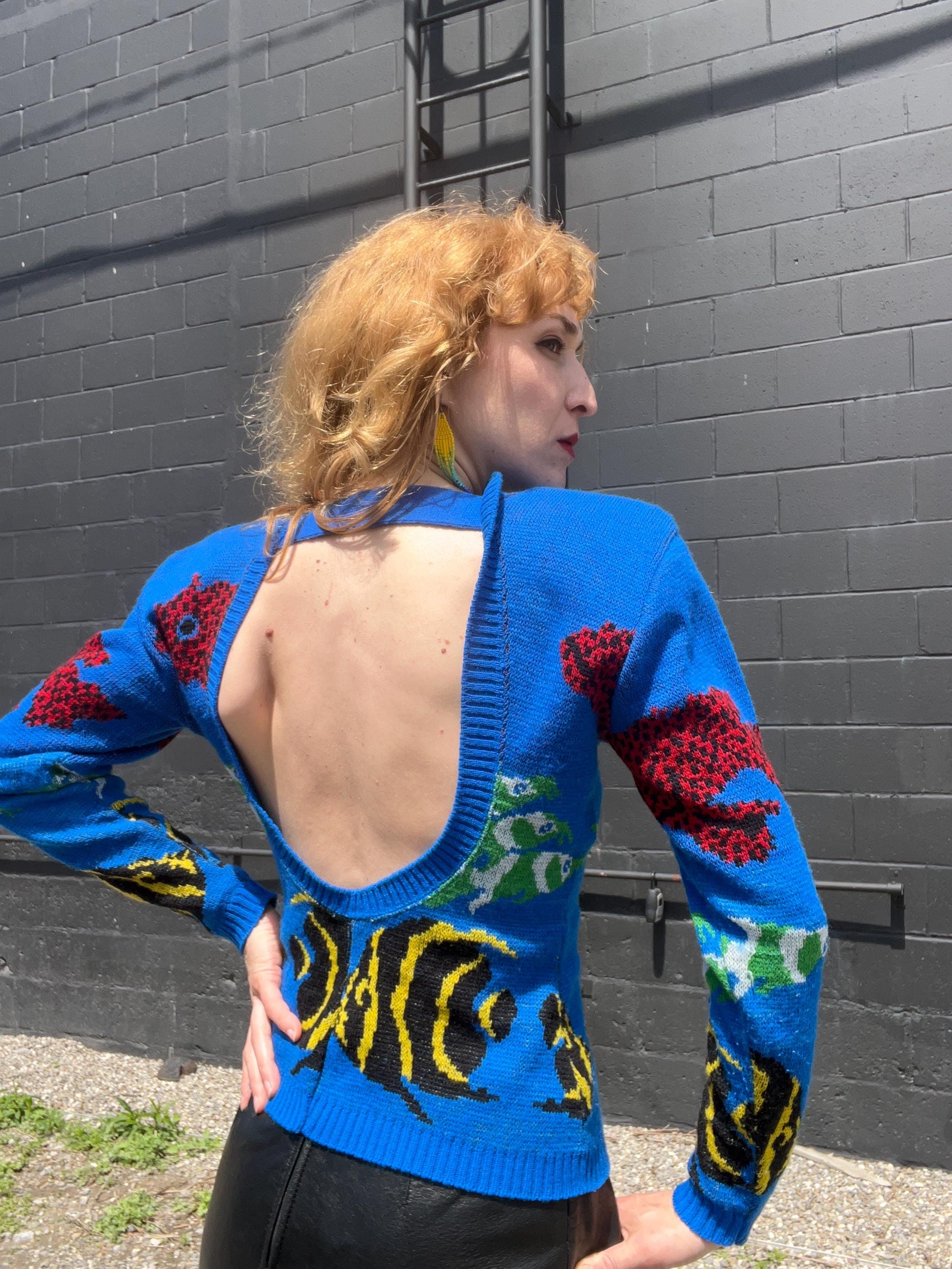 BETSEY JOHNSON Punk Label Vintage 1980s Archival Knitwear