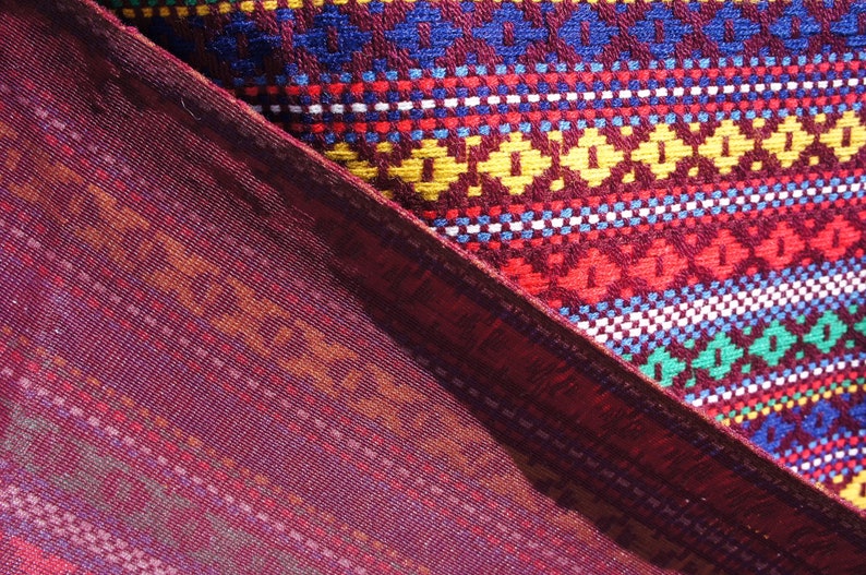 1.75yd x 4.83yd DEADSTOCK FABRIC Vintage 1960/'s Boho Striped Woven Fabric Yardage