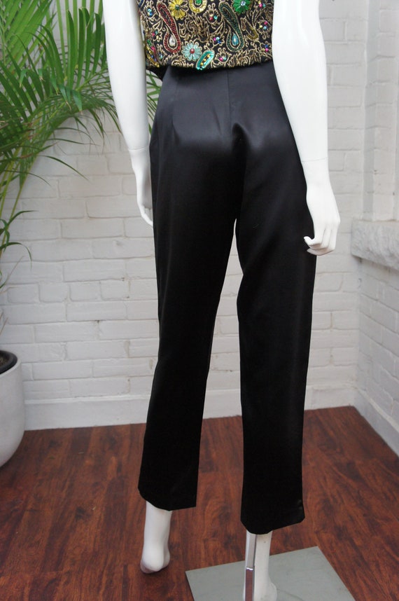 BLACK SATIN CIGARETTE Vintage 1950's High Rise Ped