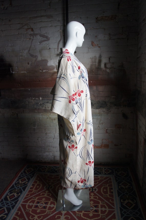 MEIJI ERA Antique 1900s Hand Spun Hemp Linen Kimon