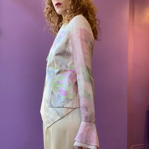 GIANFRANCO FERRÉ Watercolour Floral Silk Blazer with Sheer Chiffon Sleeves image 6