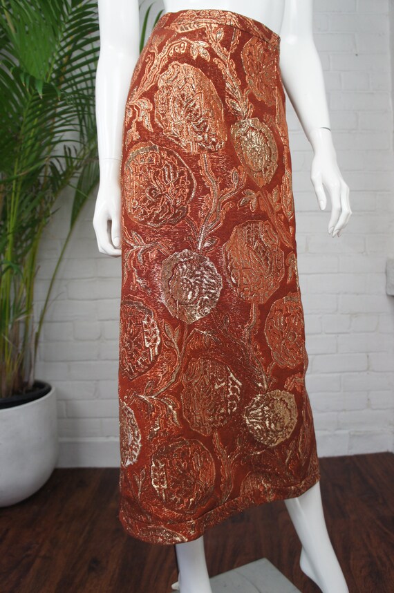 METALLIC COPPER BROCADE Vintage 1960's 2 Piece Ens