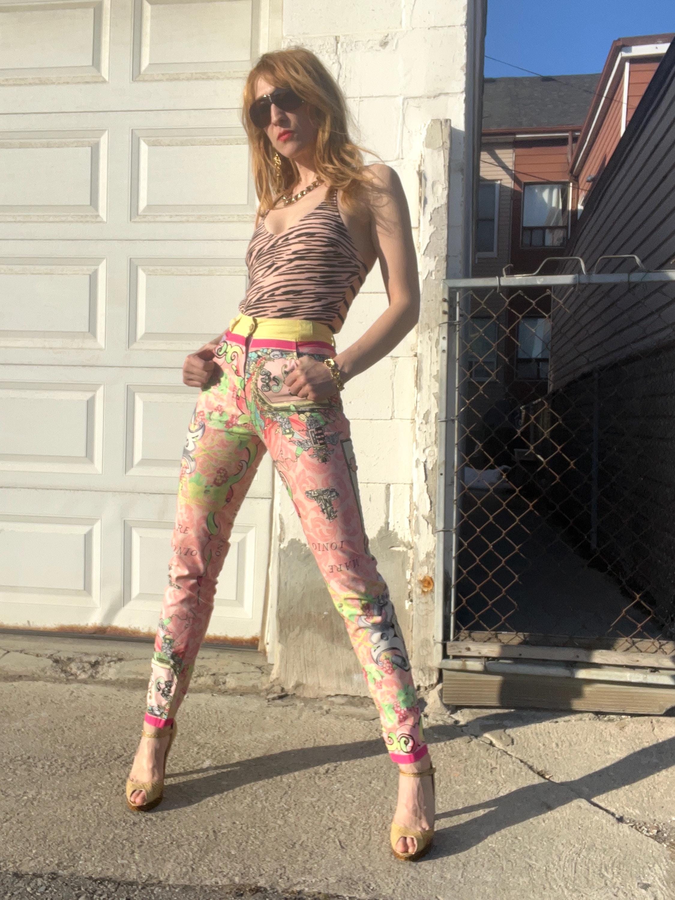 Gianni Versace Vintage Versus Lemon Yellow Chino Pants Size