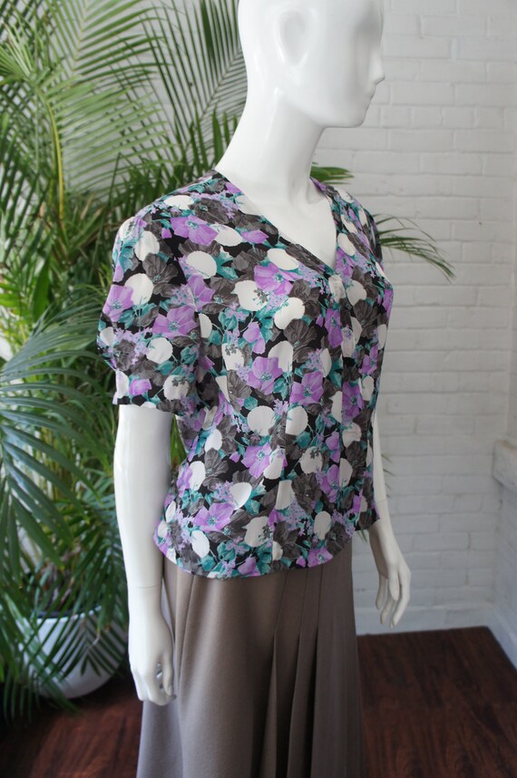 POLKA-DOT FLORAL Vintage 1930's Deco Printed Silk