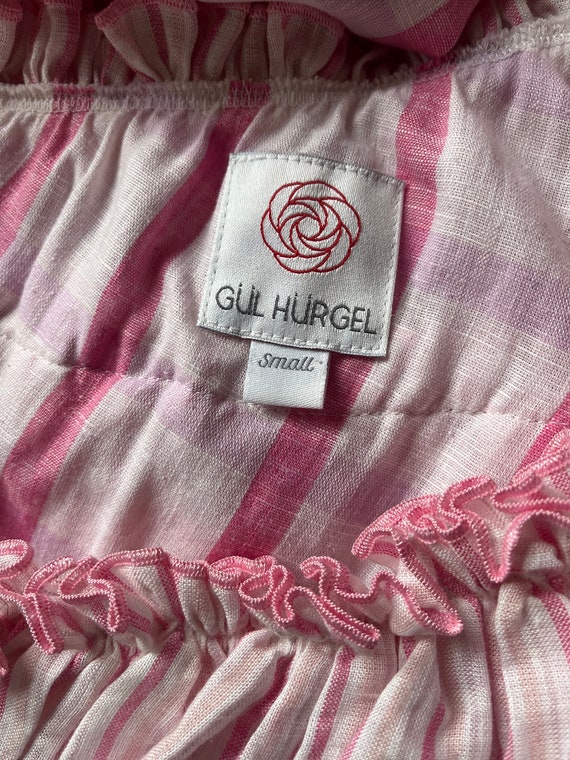 GL HRGEL off-the-shoulder Ruffled Dress Pink Check Cotton Linen Maxi Dress GL HRGEL off-the-shoulder Ruffled Dress Pink Check Cotton Linen Maxi Dress