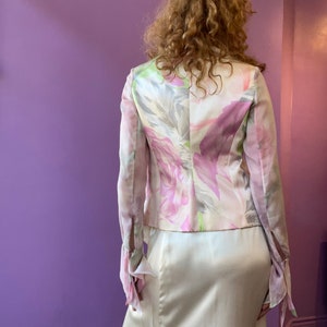 GIANFRANCO FERRÉ Watercolour Floral Silk Blazer with Sheer Chiffon Sleeves image 8