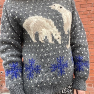 POLAR BEARS Vintage 1980s Pure Wool Knit Pullover Sweater Jumper image 2