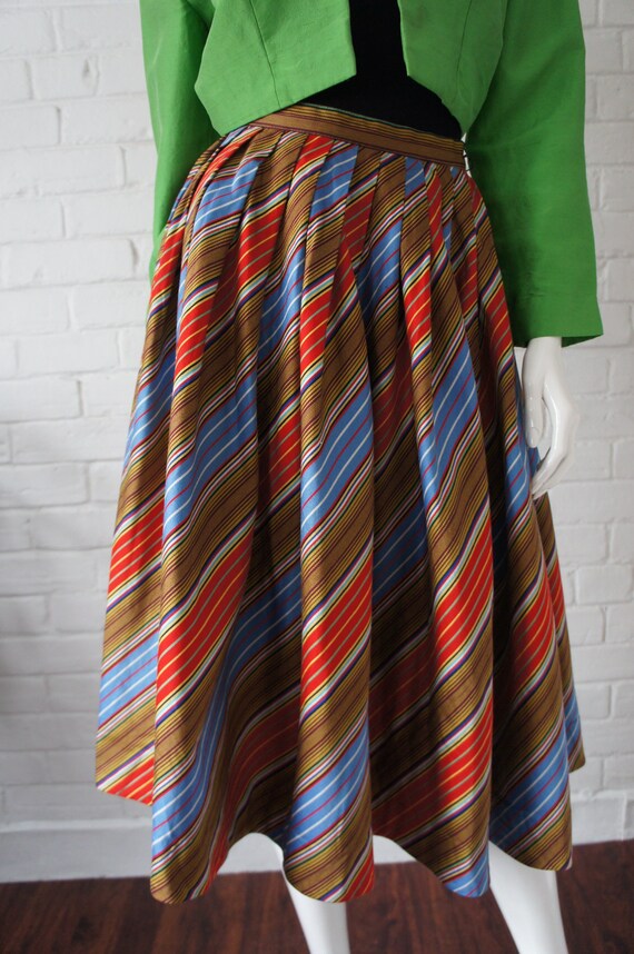 RAINBOW CIRCLE SKIRT Vintage 1950's Striped Woven Cotton | Etsy