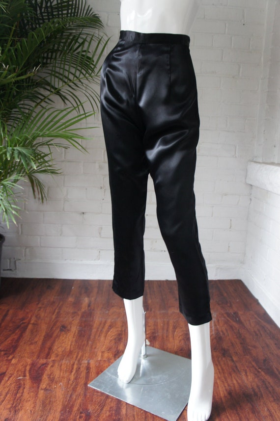 BLACK SATIN CIGARETTE Vintage 1950's High Rise Ped