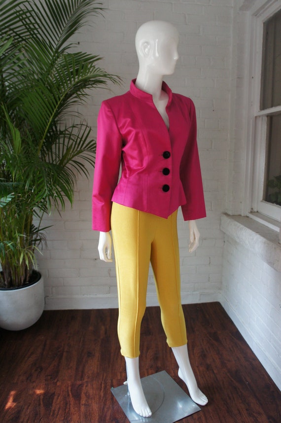 YVES SAINT LAURENT Vintage 1990's Hot Pink Silk Sa