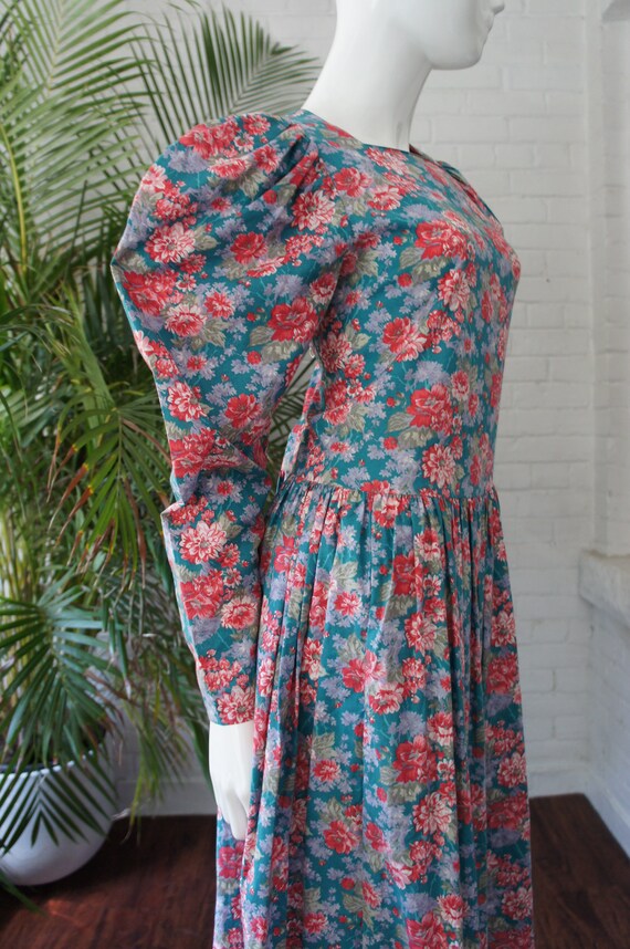 LAURA ASHLEY Vintage 1980's Puff Sleeve Cotton Pra