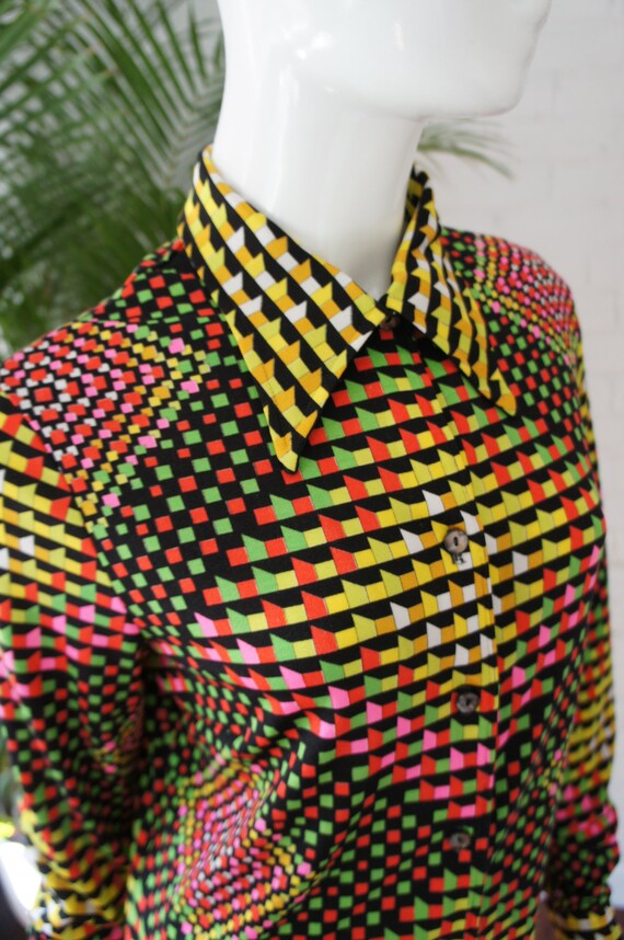 MR. DINO Vintage 1960's Psychedelic Op Art Knit Pr