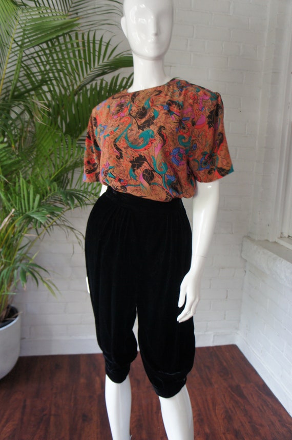 INKY BLACK VELVET Vintage 1940's Cropped Black Vel