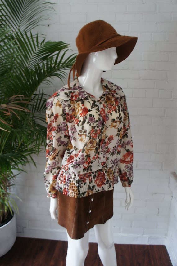CABBAGE ROSE Vintage 1980's Cream Crêpe Chintz Flo