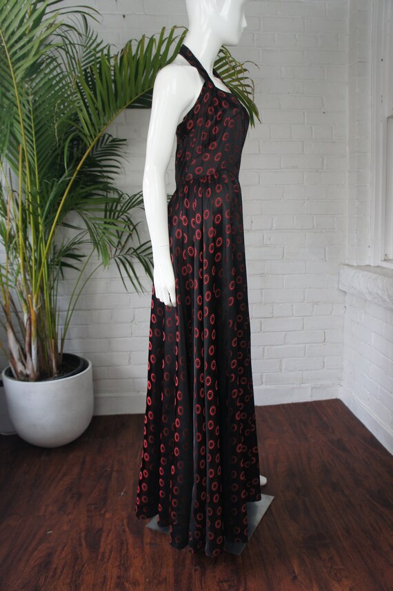 LIQUID SATIN Vintage 1940s Halter Neck Gown with … - image 7