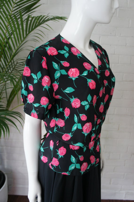 RETRO ROSEBUDS Vintage 1980's does 1940's Floral B