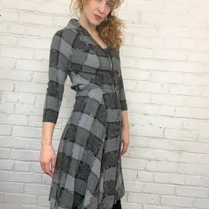 WINDOW PANE CHECK Vintage 1950s Cotton Flannel A Line Dress with Front Zip Closure, by Dede Johnson Originals, made in California image 4