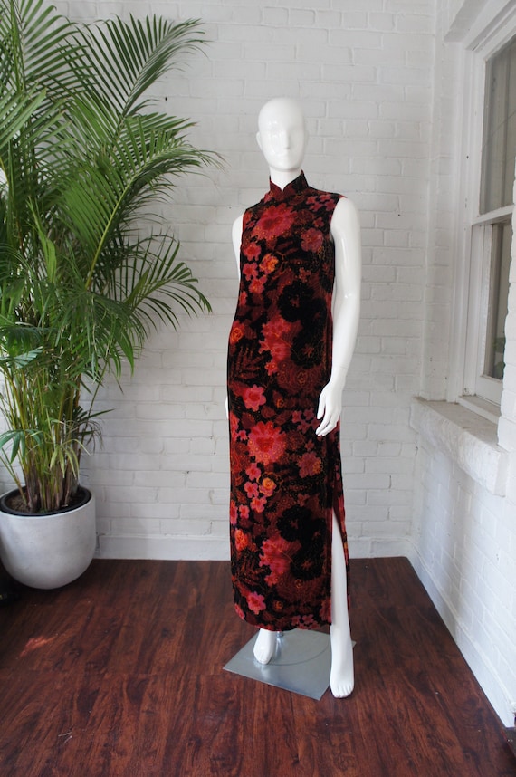 PSYCHEDELIC SILK VELVET Vintage 1960's Printed Sil