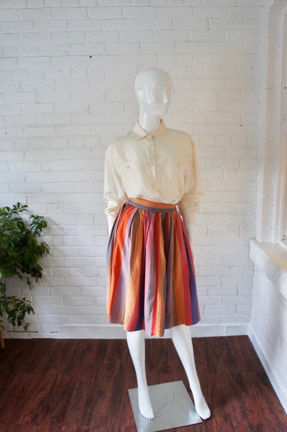 STRIPED SILK Vintage 1940's Multicolour Vertical S