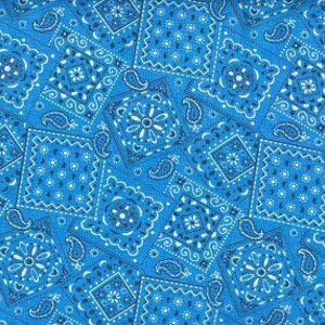 Turquoise blue bandana  100 percent cotton   sold by the half yard