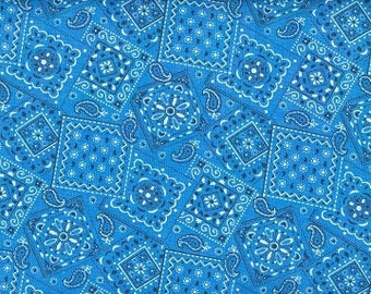 Turquoise blue bandana  100 percent cotton   sold by the half yard