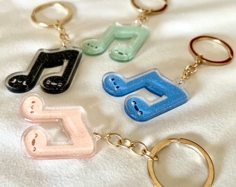 Music Note Acrylic Glitter Gold Keychain by Band Camp Buddies