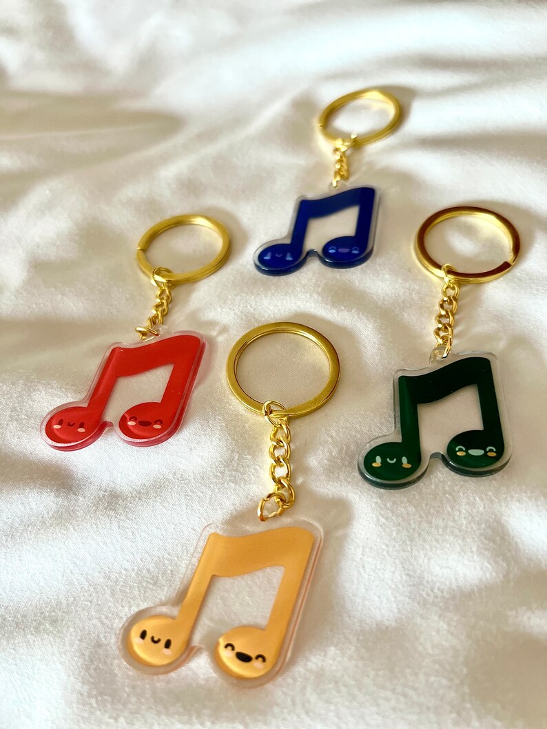 Musical Note Keychain Music Note Acrylic Glitter Gold Keychain by Band Camp Buddies - Etsy