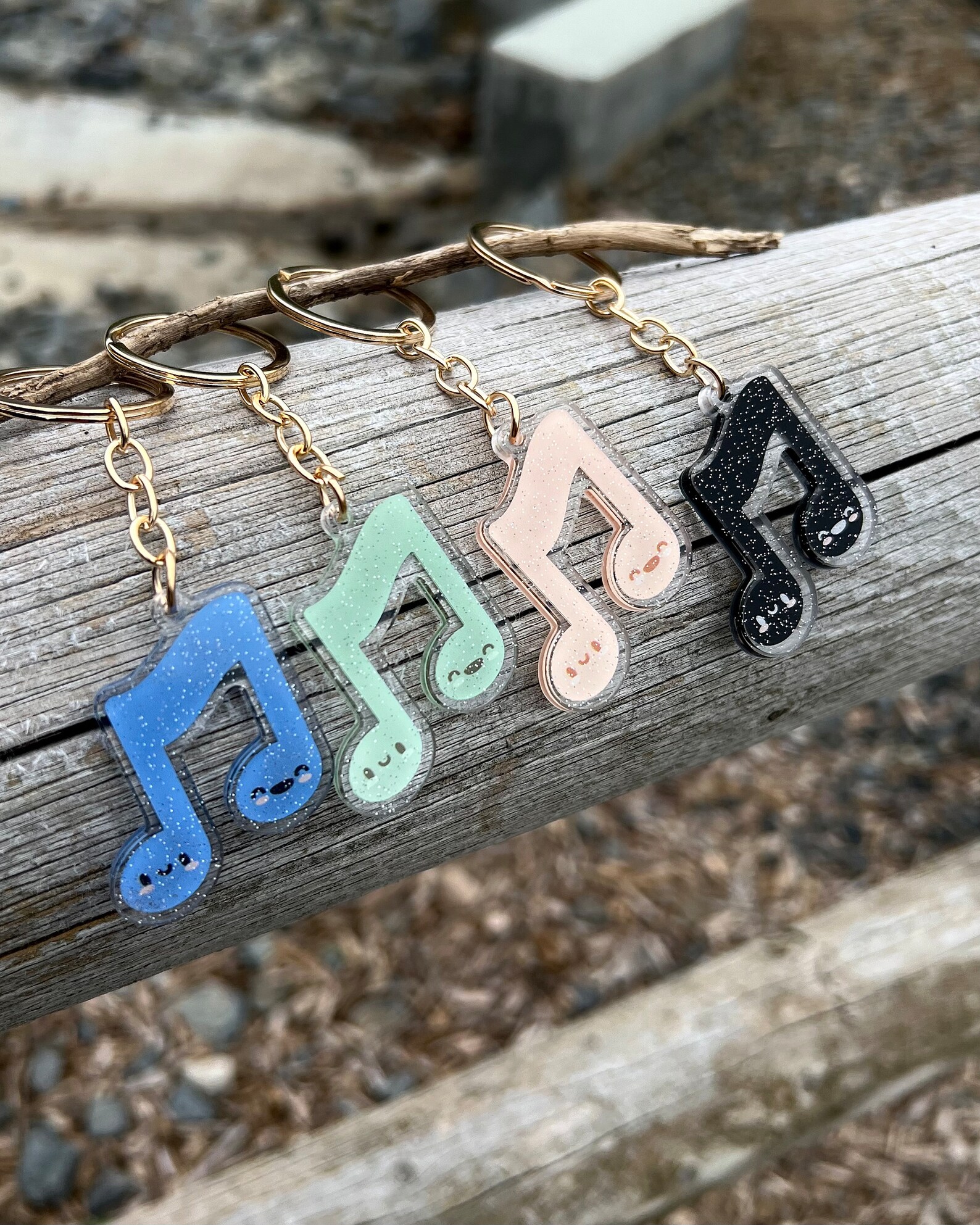 Musical Note Keychain Music Note Acrylic Glitter Gold Keychain by Band Camp Buddies - Etsy