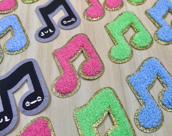 Chenille Music Note Iron-On Patch: Glitter Edge, Band Camp Buddies™