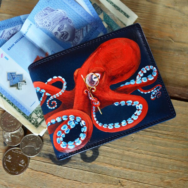 Kraken Leather Wallet Etsy