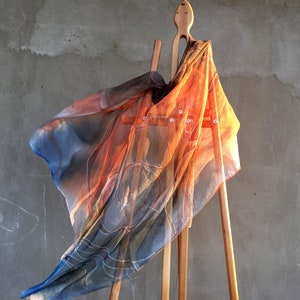 Hand painted silk scarf Large long silk shawl Anniversary gifts idea