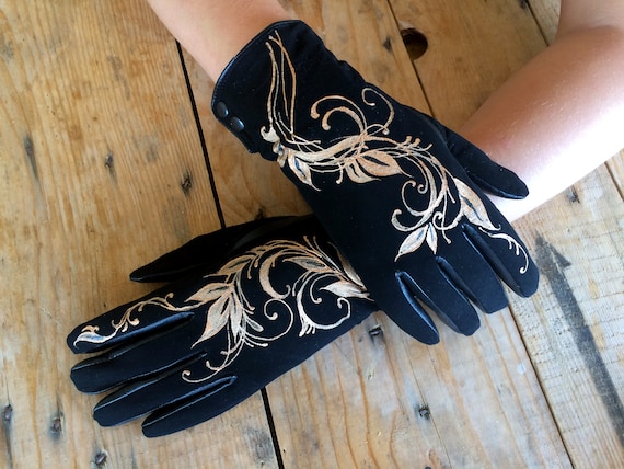 chinese dress ladies Black Mid Length Leather Gloves Black / 9 main image 0