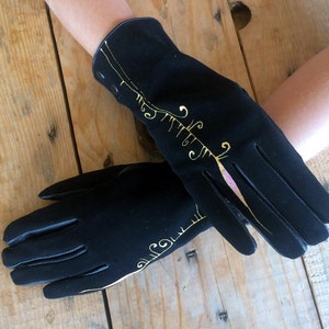 Suede gloves personalized Leather gloves women Hand painted