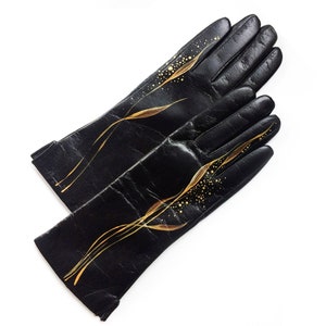 Leather winter gloves women&#39;s. Painted mittens womens