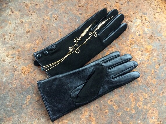 Schwarze Winterhandschuhe Damen Wildleder Handschuhe handbemalt Vorrtig  Gre XS / 6,5 - Etsy.de