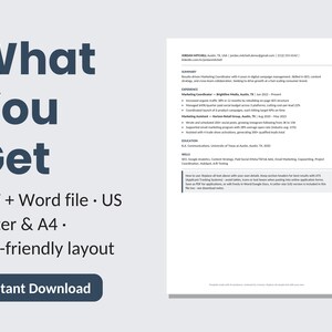 ATS Resume Template | Clean One-Page CV | Editable Word and Google Docs | Instant Download | Modern Minimalist image 3