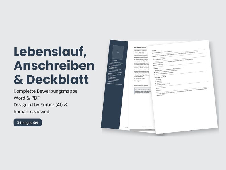 German CV Template | Tabular CV | Word & PDF | Instant Download | Classic Application Design image 2