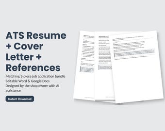 Plantilla de currículum ATS | CV limpio de una página | Editable en Word y Google Docs | Descarga instantánea | Minimalista moderno