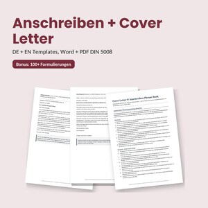 Modello di lettera di presentazione (Word DE + EN) con frase bonus | Design moderno e modificabile | DIN 5008 immagine 1