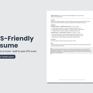 ATS Resume Template | Clean One-Page CV | Editable Word and Google Docs | Instant Download | Modern Minimalist image 4