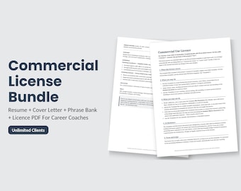 Pacchetto di modelli di curriculum vitae con licenza commerciale per career coach | Lettera di presentazione + raccolta di frasi | Clienti illimitati