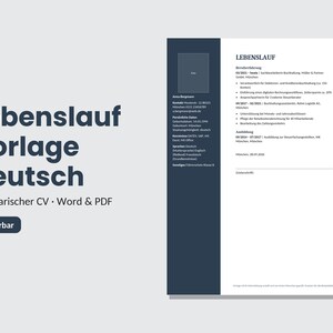 German CV Template | Tabular CV | Word & PDF | Instant Download | Classic Application Design image 6