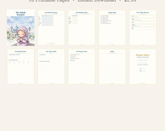 Utskrivbar Hifz Tracker, Koran-tracker, islamisk planerare, Juz Tracker, Surah memoreringstabell, muslimska barns lärande, direkt nedladdning