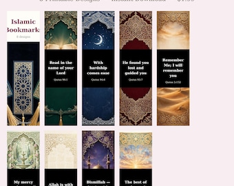 Utskrivbart islamiskt bokmärke, Koranbokmärke, present till muslimsk bokälskare, bokmärke för Koranverser, utskrivbart bokmärke, Ramadan-present, direktnedladdning