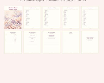Muslim Baby Names Book Printable, Islamic Baby Names with Meanings, Arabic Baby Names, Baby Shower Gift, Muslim Mom Gift, Instant Download